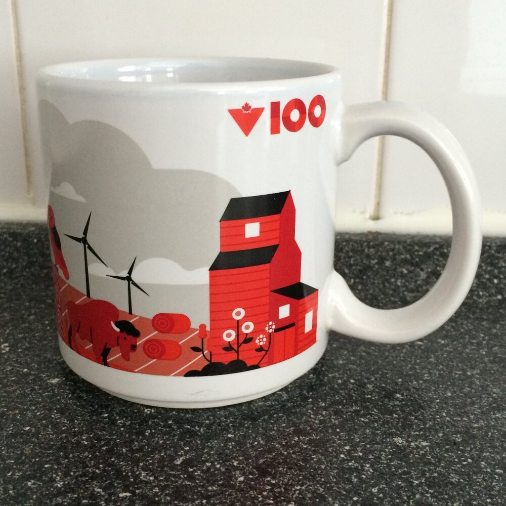 Canadian Tire 100th Anniversary Prairies Coffee Mug White 14 oz